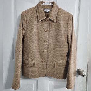 Pendleton Wool silk blend leather trim peacoat regencycore regal proper woman 8